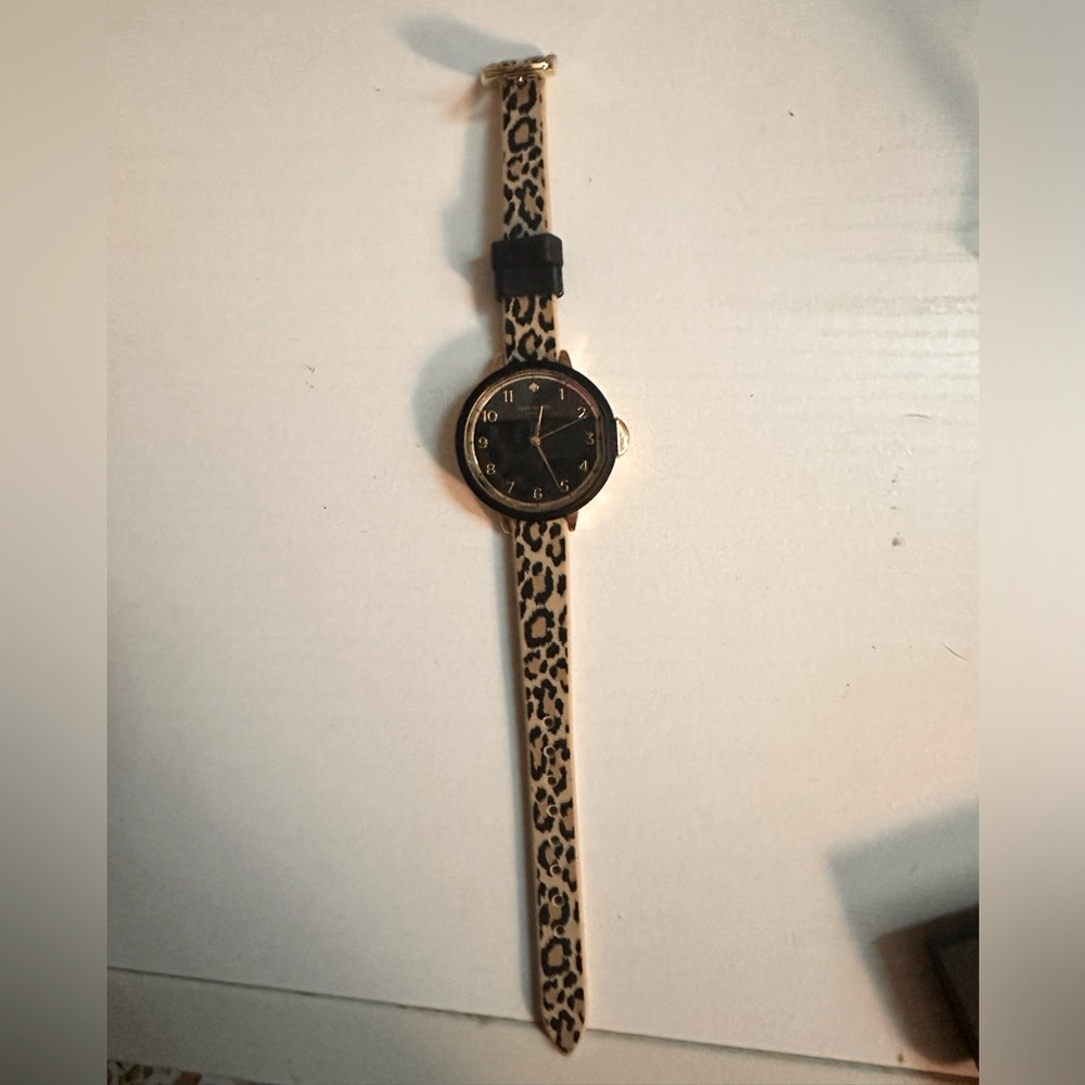 kate spade Leopard Print Watch with Black and Gold Accents